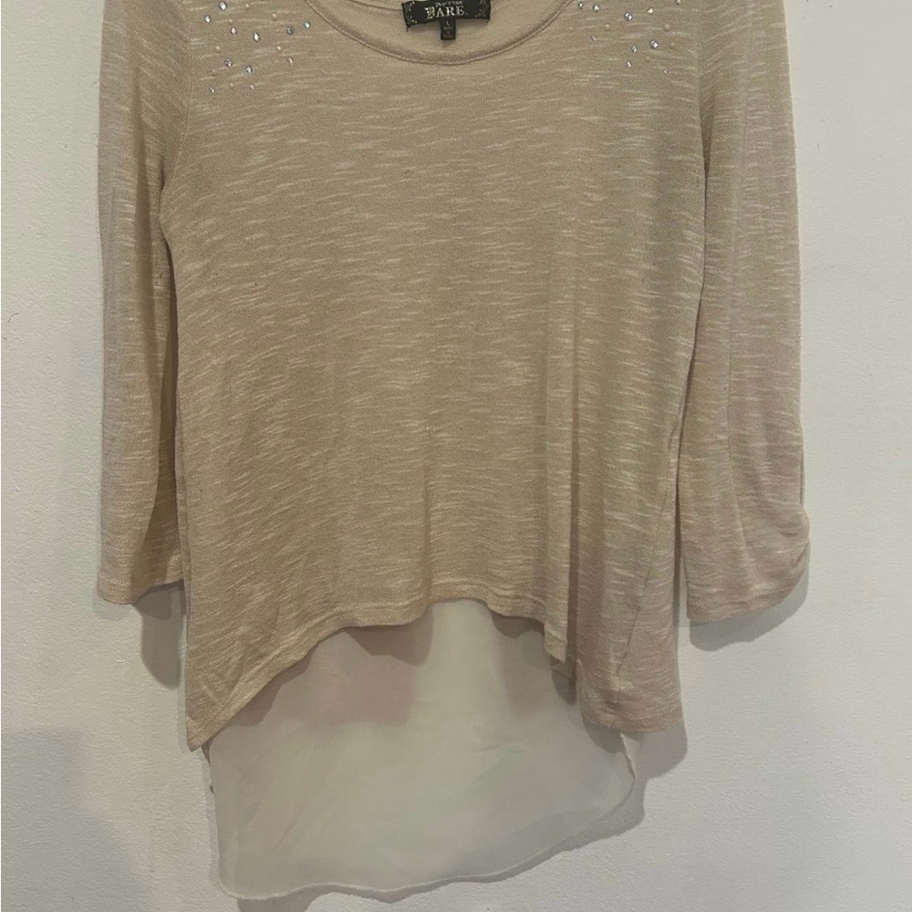 Elegant Cream Long Sleeve Layered Top